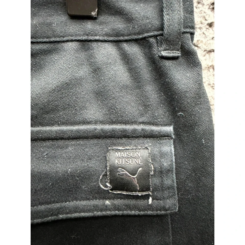 Puma x Maison Kitsune Paris Straight Leg Cargo Pants Black Mens Size XS
